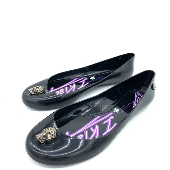 Philipp Plein I Kiss You Black Jelly Flats - Picture 2 of 15